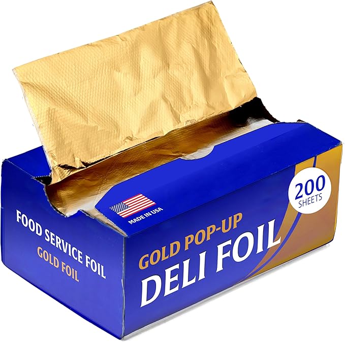 200 Count Pre-Cut Pop Up Wraps, 9” Gold Disposable Wrappers by StockYourHome