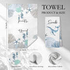 Coastal Hand Towels for Bathroom Set of 4, Relax Breathe Soak Unwind Decorative - Image 2