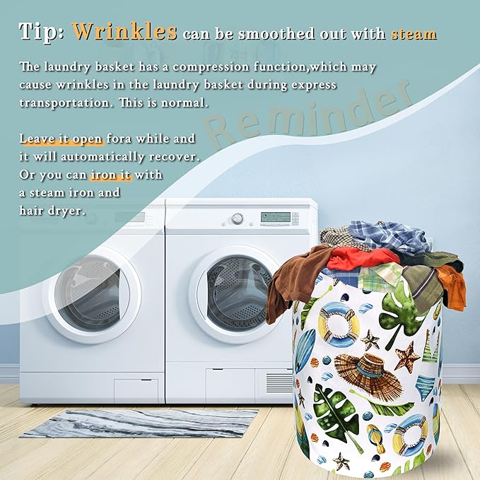 Funny Hawaii Laundry Hamper Surf Beach Elements Colorful Laundry Basket - Image 6