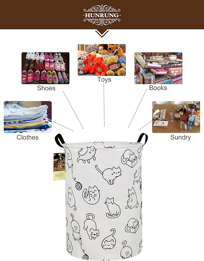 HUNRUNG Laundry Hamper, Large Canvas Fabric Lightweight Storage Basket Toy - Image 3