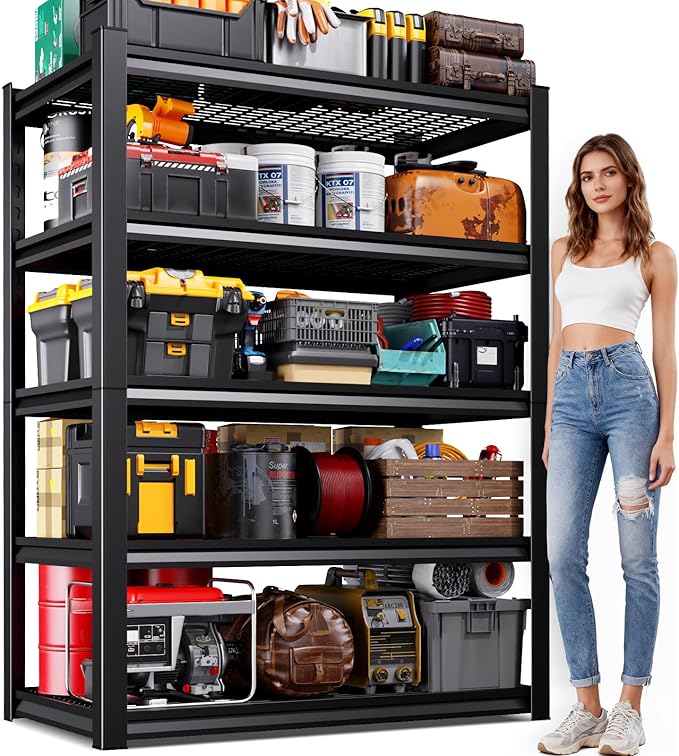 71"H Garage Shelving-3000LBS 5 Tier Storage Shelves,Adjustable Heavy Duty Metal Shelving Unit and Storage Large Wire Rack,Utility Steel Shelf For Shop Warehouse Industrial Pantry Basement 71"x35"x16" by Unknown
