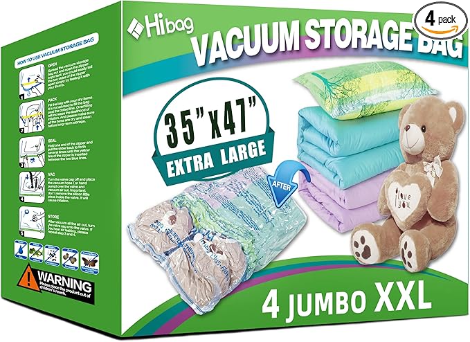 XXL Jumbo Size 47''X35'' Vacuum Storage Space Saver Bags Extra Large by HIBAG