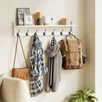 BAMEOS 35" L Wall Hooks with Shelf, Entryway Coat Hooks, Wood Wall Hanging Shelf - Image 5