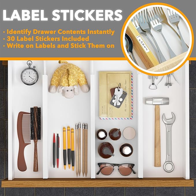 SpaceAid 4 Pack Bamboo Drawer Dividers - Image 4