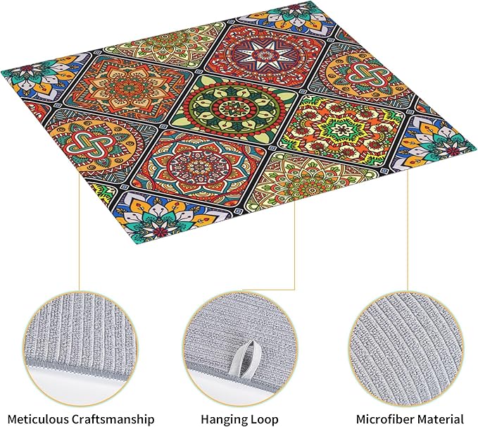 Mandala Colorful Kitchen Drying Mat Retro Microfiber Dish Drainer Mat - Image 5
