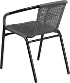 Flash Furniture Lila Modern Rattan Indoor/Outdoor Stackable Dining Chairs, Stacking Rattan Bistro Chairs for Patio or Restaurant, Set of 4, Gray - Image 8