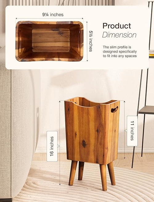 2 Gallons Wooden Trash Can 4 Legs - Image 2