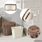 Wicker Trash Can with Lid and Liner, Handwoven Wicker Waste Basket, Water - Image 6