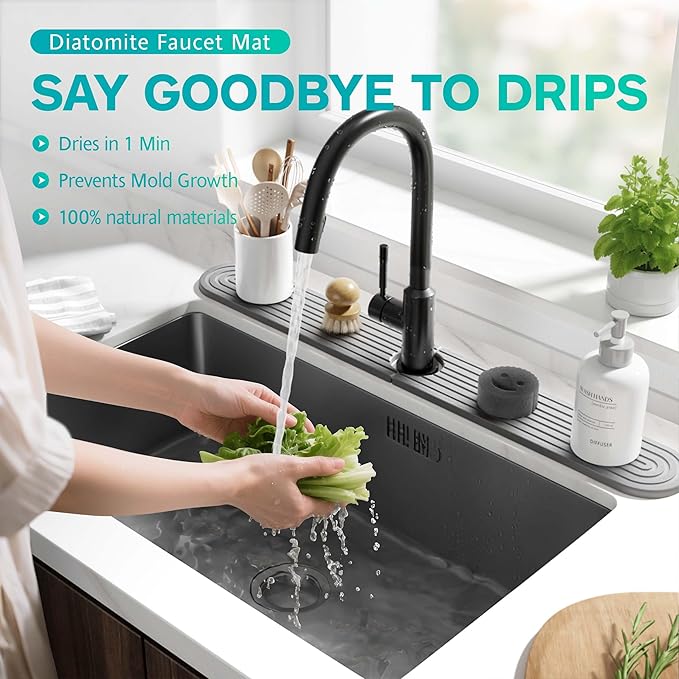 Stone Faucet Mat for Kitchen Sink – Diatomite Fast-Drying Stone Tray, Faucet - Image 5
