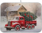 Red Christmas Truck Dish Drying Mat by BOENLE-WELCOMEYOURCOMING