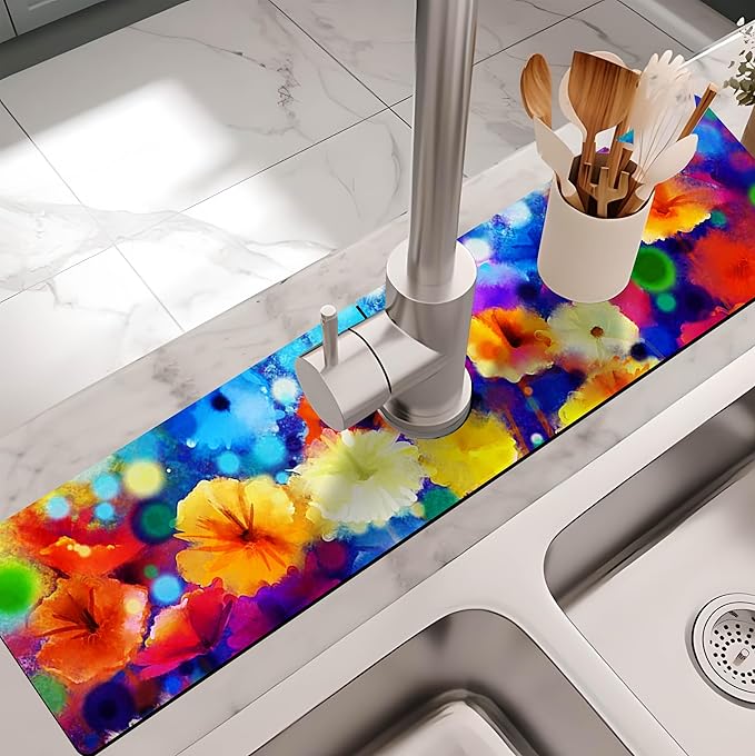 Kitchen Sink Splash Guard Faucet Mat -1 PC Super Absorbent Fast Drying Mat Sink - Image 2