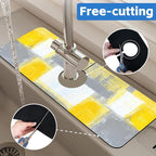 Grey and Yellow Abstract Kitchen Sink Splash Guard Mat Absorbent Fast Drying - Image 7