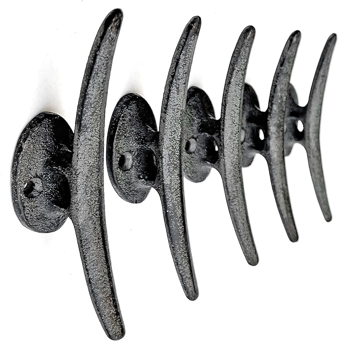 Ambipolar 5 Pack Decorative Cast Iron Heavy Duty Double Hooks, Wall Mounted - Image 6