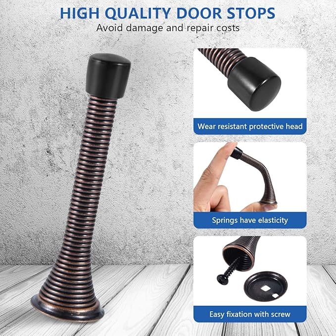 24 Pack Spring Door Stops 3 1/4 Inch Flexible Heavy Duty Spring Door Stopper - Image 3