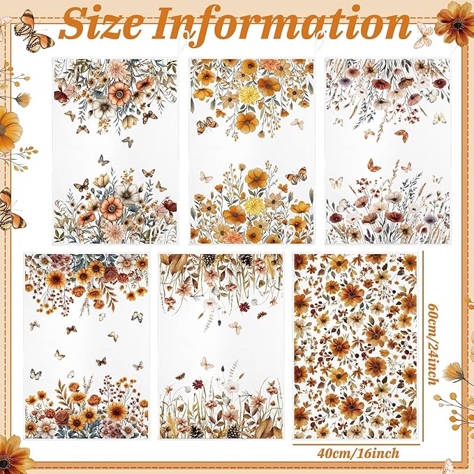 Geyoga 6 Pcs Spring Floral Kitchen Towels Flamingo Dish Hand Towels Sunflower - Image 3