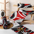Boyiee Set of 6 Red Black Grey White Kitchen Towels Modern Geometric Dish Hand - Image 2