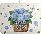 Spring Hydrangea Dish Drying Mats Spring Summer Floral Dish Mat Blue Flowers by farg