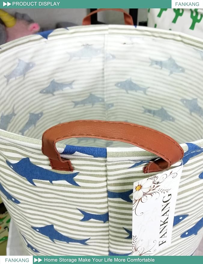 FANKANG Storage Basket, Nursery Hamper Canvas Laundry Basket Foldable - Image 6