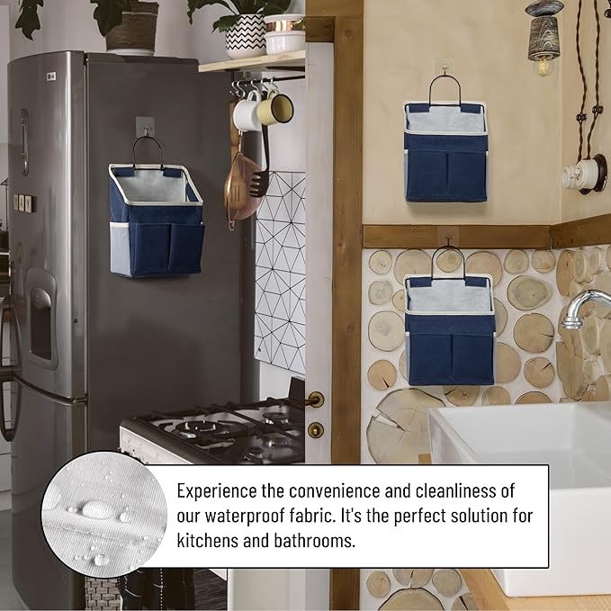 2pcs Wall Hanging Storage Bag, Small Door Closet Linen Fabric Pockets Organizer - Image 5