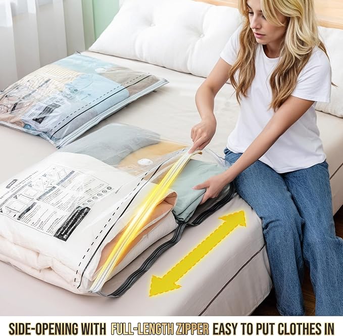 TAILI 10 Pack Vacuum Storage Bags, LONG SIDE ZIP, Vacuum Seal Bags - Image 2