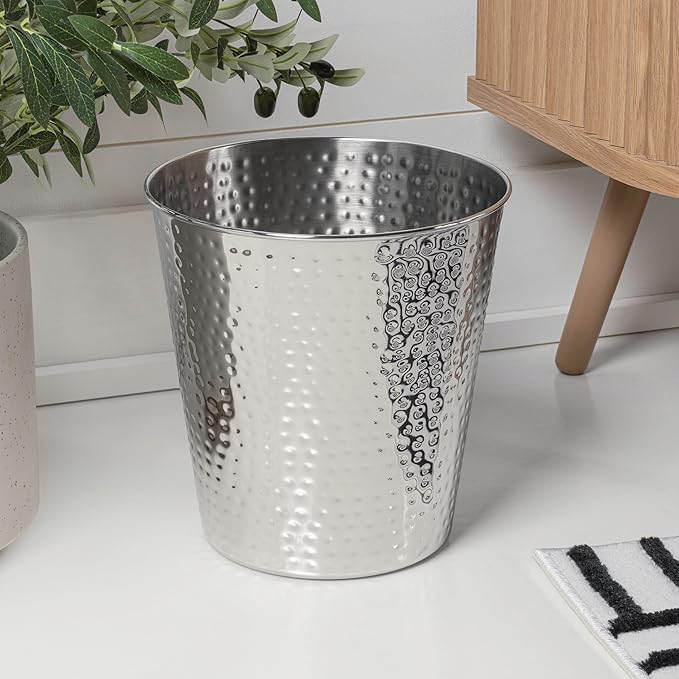 happimess HPM1110E-SET2 Axel Modern Minimalist Hammered Steel 2 Gal Waste Bin - Image 2