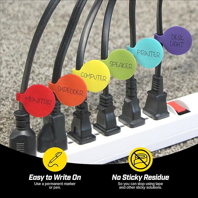 Cable Labels - Wrap-It Storage - Circles, Wire Tags Write on Surface - Image 2