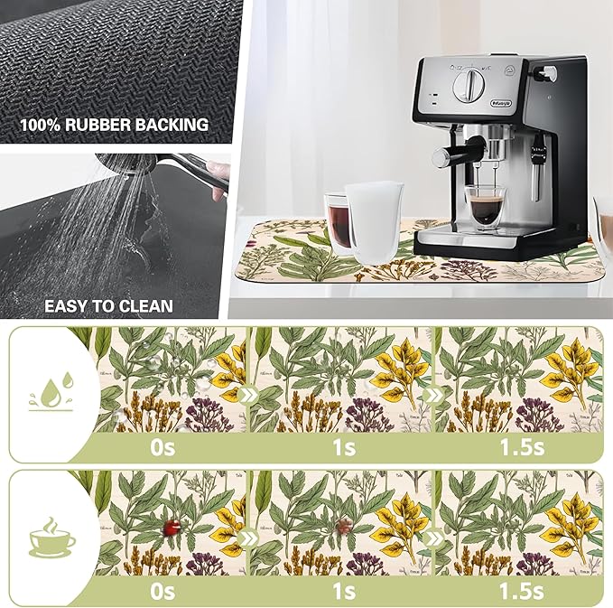 Dish Drying Mat Vibrant Bouquet of Spring Flowers Kitchen Mat 12"x19" Bsorbent - Image 3