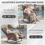 Zero Gravity Patio Rocking Wicker Recliner Chairs Set of 2- Wicker Outdoor Lounge Chair with Adjustable Backrest & Footrest, All Weather Reclining Rocker Chairs with Thick Cushion for Pool Deck Grey - Image 5