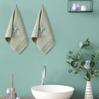 2 Pcs Eucalyptus Hand Towels Gray Green Bathroom Decor 14x29 Inch Embroidered - Image 6