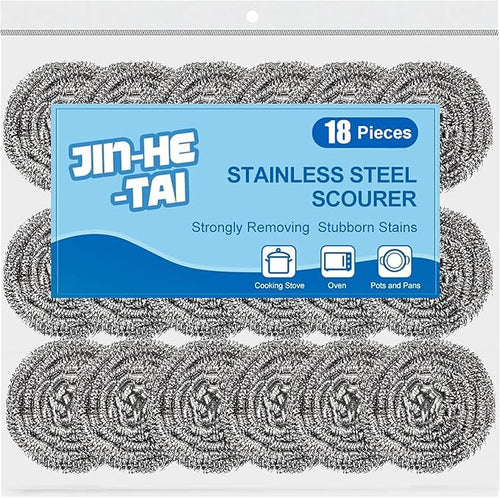 18 Pack Stainless Steel Scrubber, Steel Wool Srubber by JIN-HE-TAI
