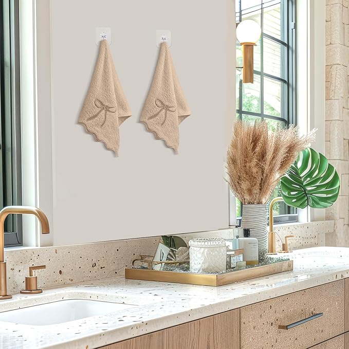 2 Pcs Brown Scalloped Hand Towels - Image 5