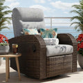 Outdoor Swivel Recliner Chair, All-Weather Wicker Reclining Patio Chair with Adjustable Backrest and Footrest by Vakollia