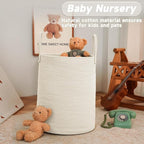 Large Woven Laundry Basket Hamper, 100L Cotton Rope Storage Bin - Image 2