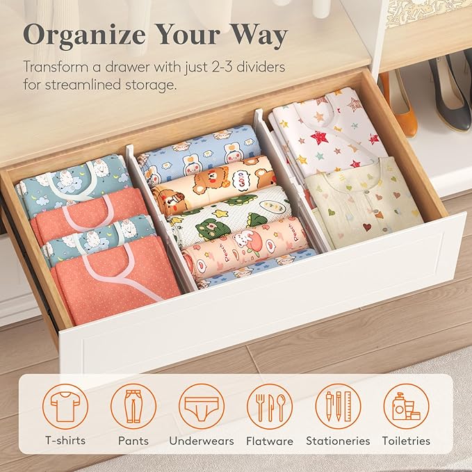 Lifewit 5" Tall 12 Pack Drawer Dividers, 30-47cm/11.5-18.5" Expandable Drawer - Image 10