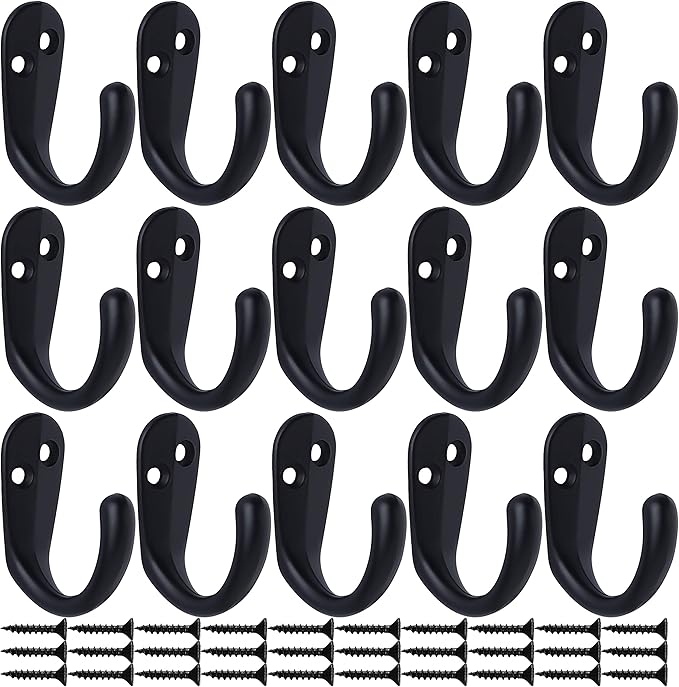 IBosins 15PCS Coat Hooks Wall Mounted Single Prong Robe Hook - Image 2