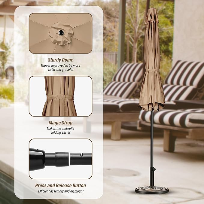 Simple Deluxe 9' Patio Umbrella Outdoor Table Market Yard Umbrella with Push Button Tilt/Crank - Image 3