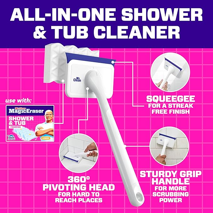 Mr. Clean Magic Eraser Shower & Tub Scrubber, Bathroom Cleaner, All in One - Image 7