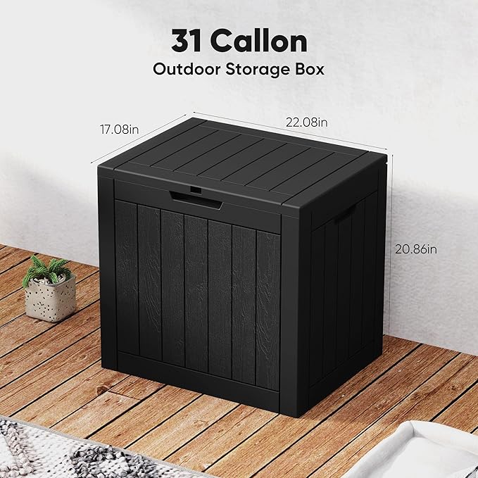 NEWBULIG 31 Gallon Deck Box, Weatherproof Resin Lockable Outdoor Storage for Secure Package Deliveries and Indoor Storage in Garden or Patio, Backyard - Image 3