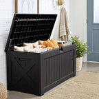 JUMMICO 120 Gallon Resin Deck Box, Large Outdoor Storage Box Waterproof & Lockable for Garden, Patio, Pools (Black) - Image 6