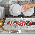 Valentines Day Dish Drying Mat Valentine Buffalo Plaid Eucalyptus Hearts Dishes - Image 4