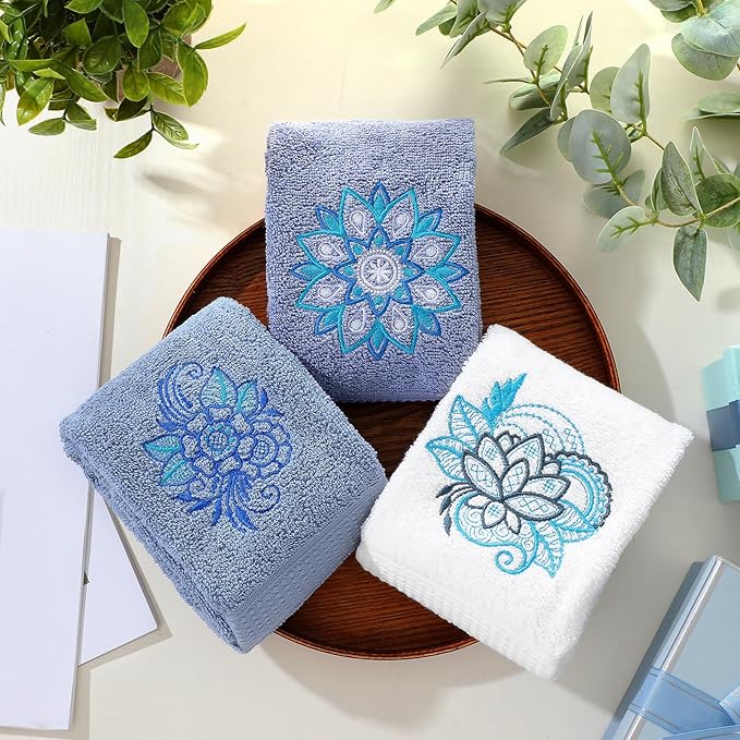 3 Pcs Mandala Hand Towels Mandala Flower Boho Bathroom Decor 14x29 Inch - Image 6