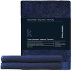 Luxury Silver-Infused Navy Blue Hand Towel Set of 2, 23.6"x17.7" by KohdaLiving