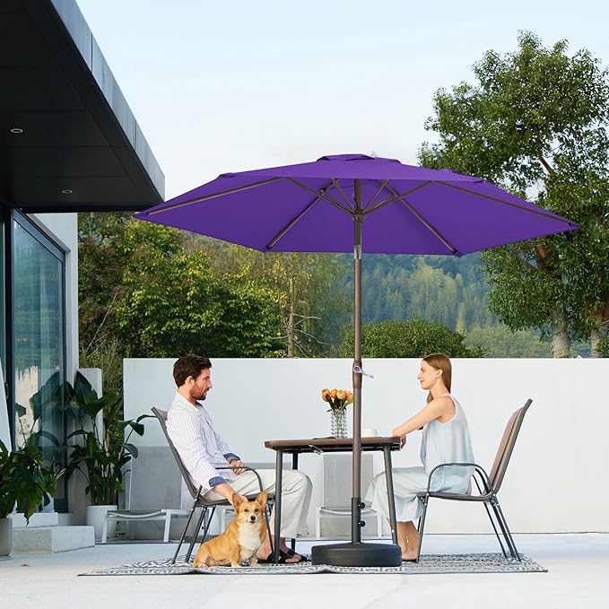 JEAREY 7.5FT Patio Umbrella Market Table Umbrella with 6 Sturdy Ribs, Push Button Tilt/Crank Outdoor Umbrella for Garden, Deck, Backyard, Pool and Beach,Dark Purple - Image 8