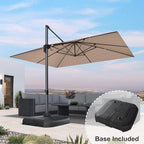 PURPLE LEAF 10' X 13' Square Cantilever Umbrella Patio Umbrella with Base Outdoor Umbrella Aluminum Offset with 360-degree Rotation for Garden Deck Pool Patio Taupe - Image 2