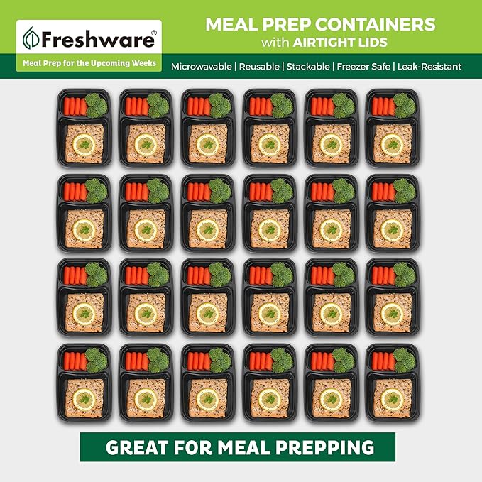 Freshware Meal Prep Containers 2 Compartment - Image 3