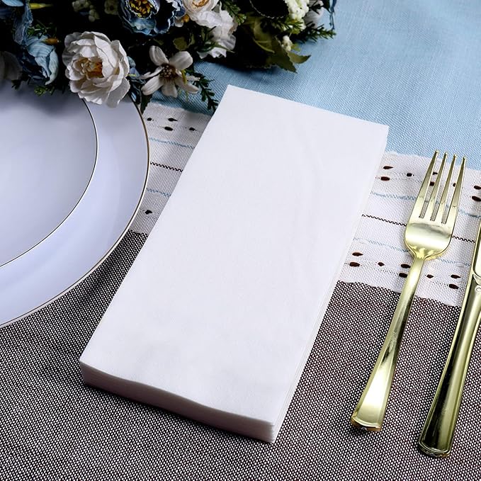 FOCUSLINE 480 Disposable Bathroom Napkins, Linen-Feel Paper Guest Towels - Image 6