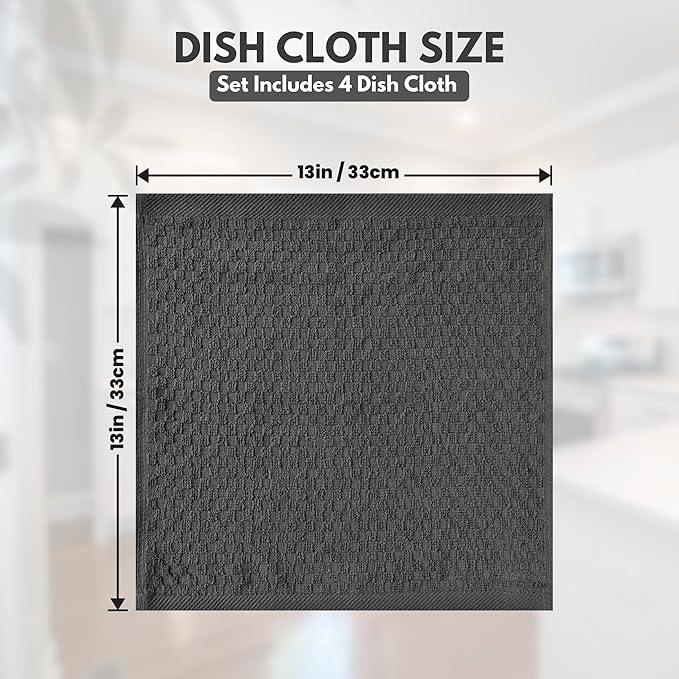 Infinitee Xclusives Premium Dish Cloth 100% Cotton 12 x 12 Inches |Pack of 4| - Image 3