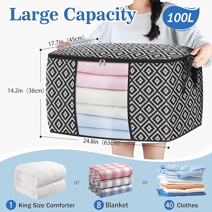 Direct 100L, 6 Pack, Storage Containers, Large Clothes Storage Bins Foldable - Image 2