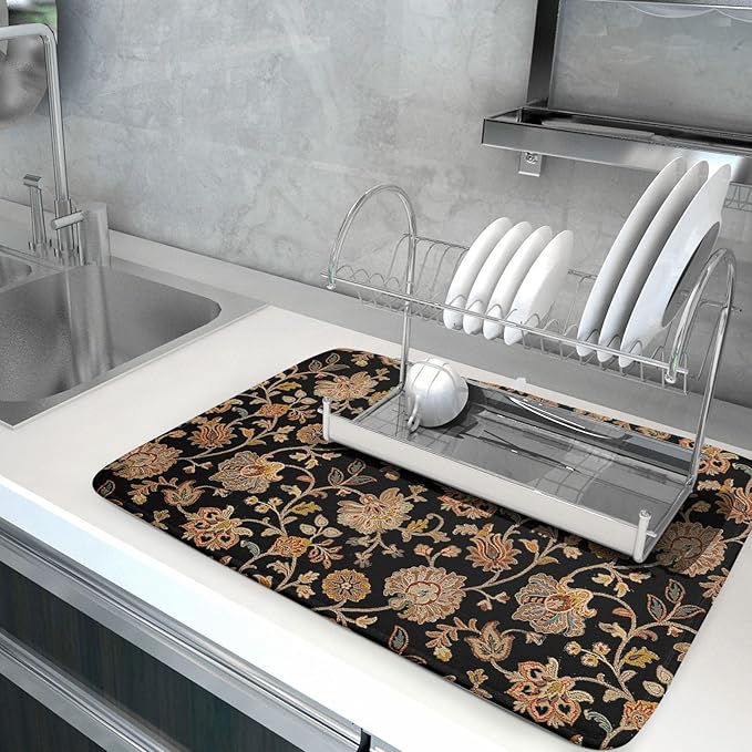 Vintage Tapestry Floral Dish Drying Pad 18 x 24 Inch - Image 5