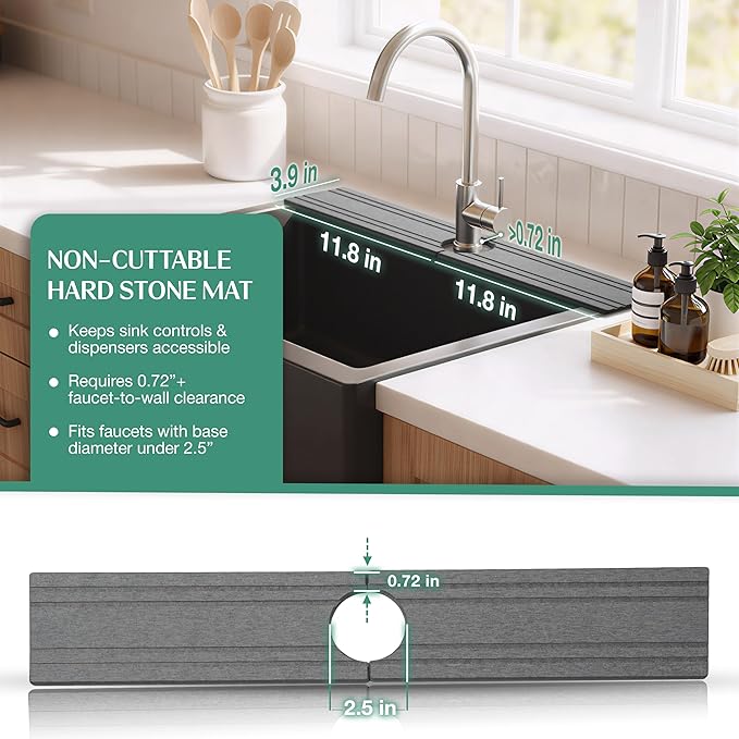 Stone Faucet Mat for Kitchen Sink Splash Guard 23.6" x 3.9" - Image 4